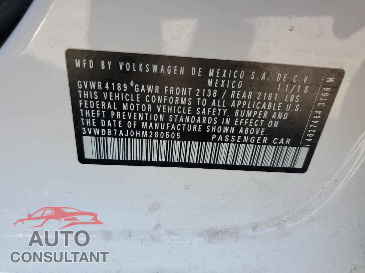 VOLKSWAGEN JETTA 2017 - 3VWDB7AJ0HM280505