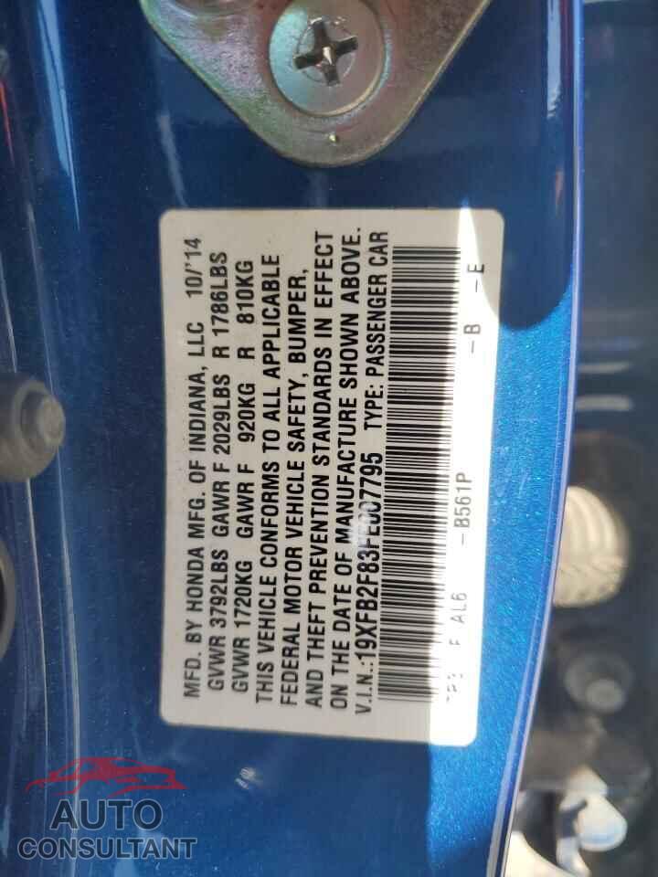 HONDA CIVIC 2015 - 19XFB2F83FE007795