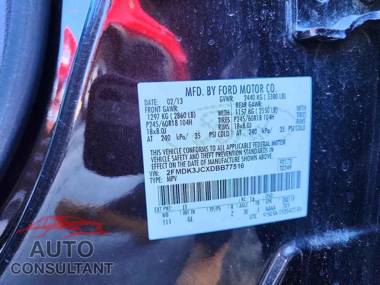 FORD EDGE 2013 - 2FMDK3JCXDBB77516