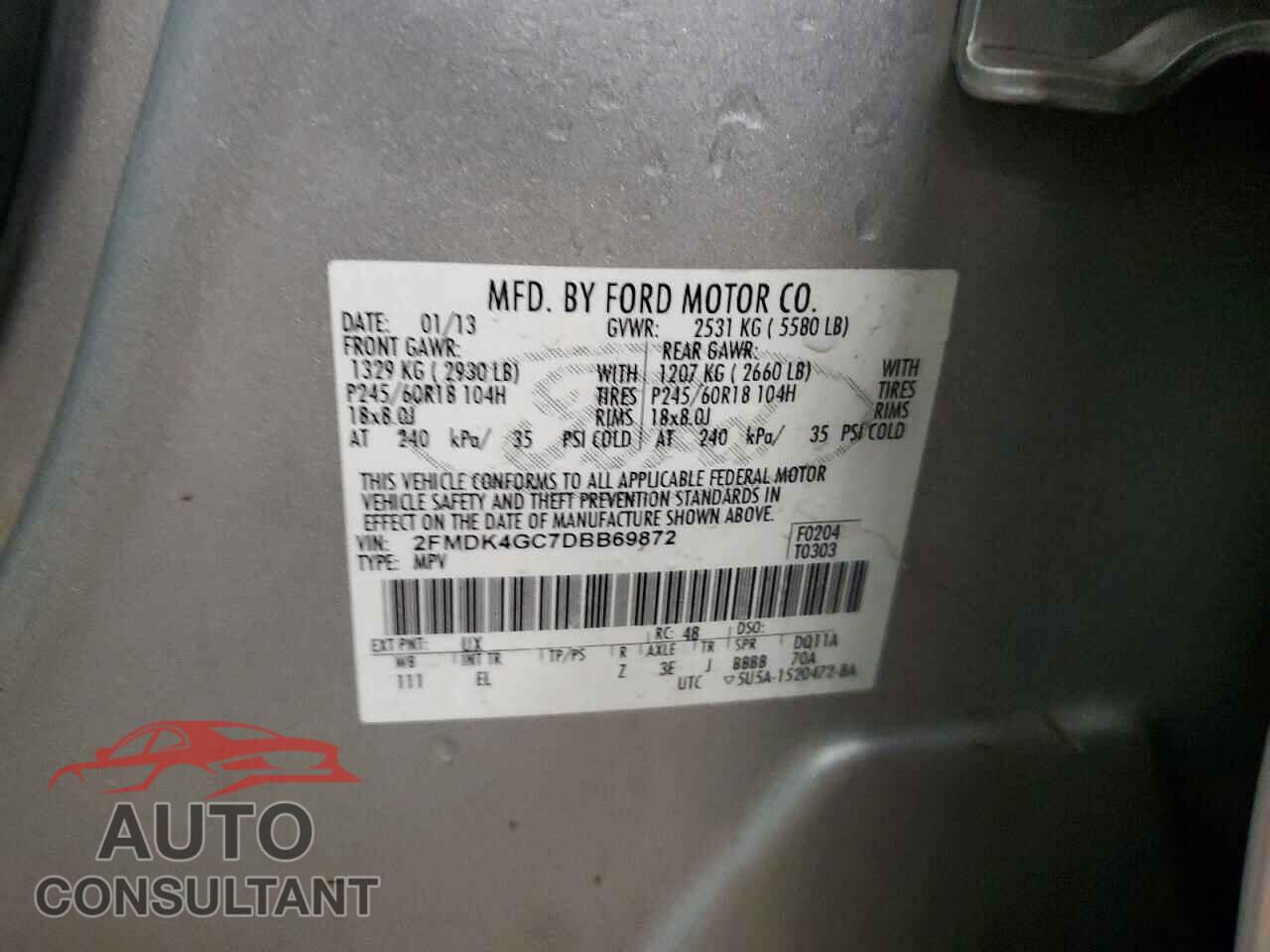 FORD EDGE 2013 - 2FMDK4GC7DBB69872