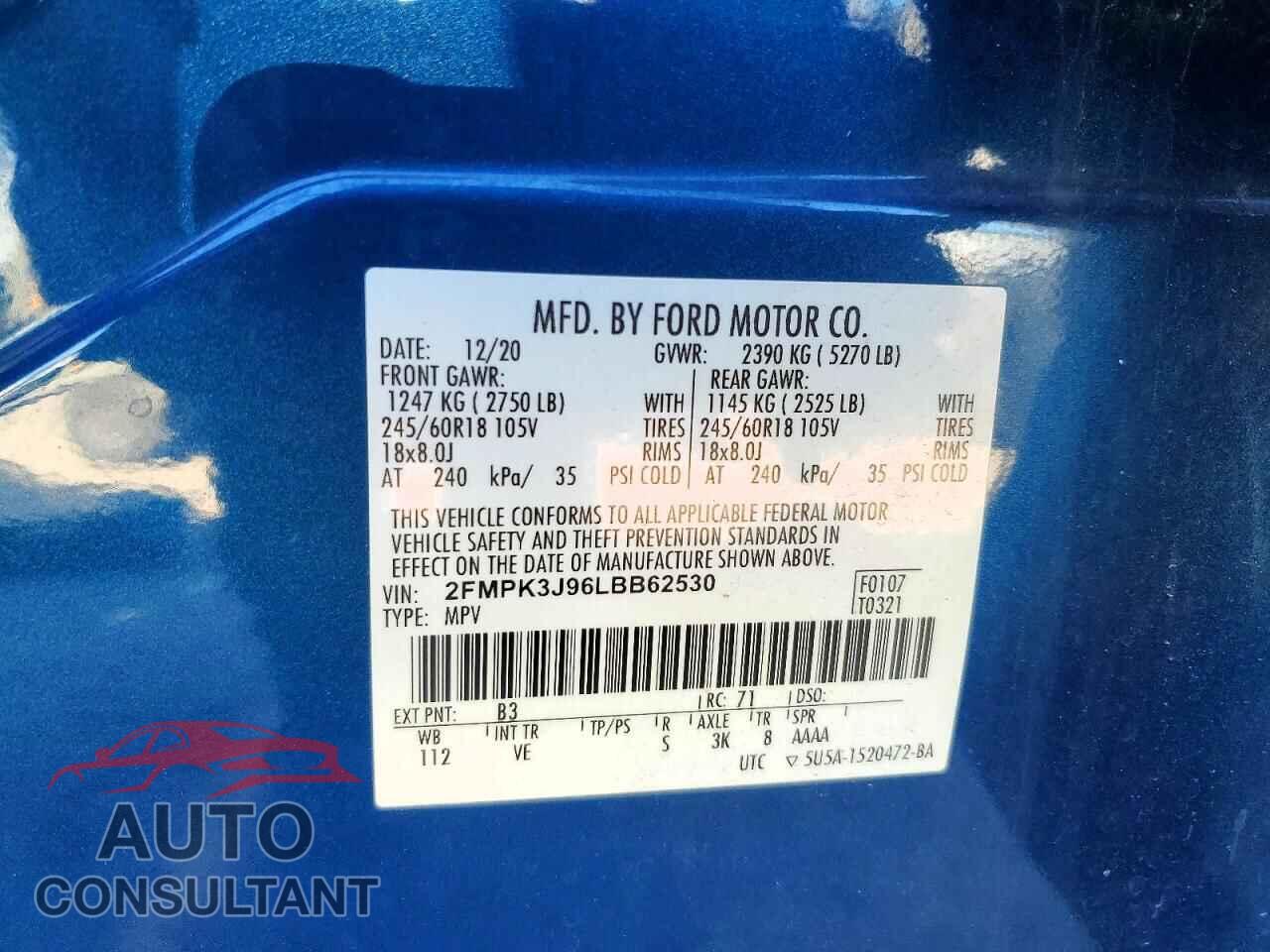 FORD EDGE 2020 - 2FMPK3J96LBB62530