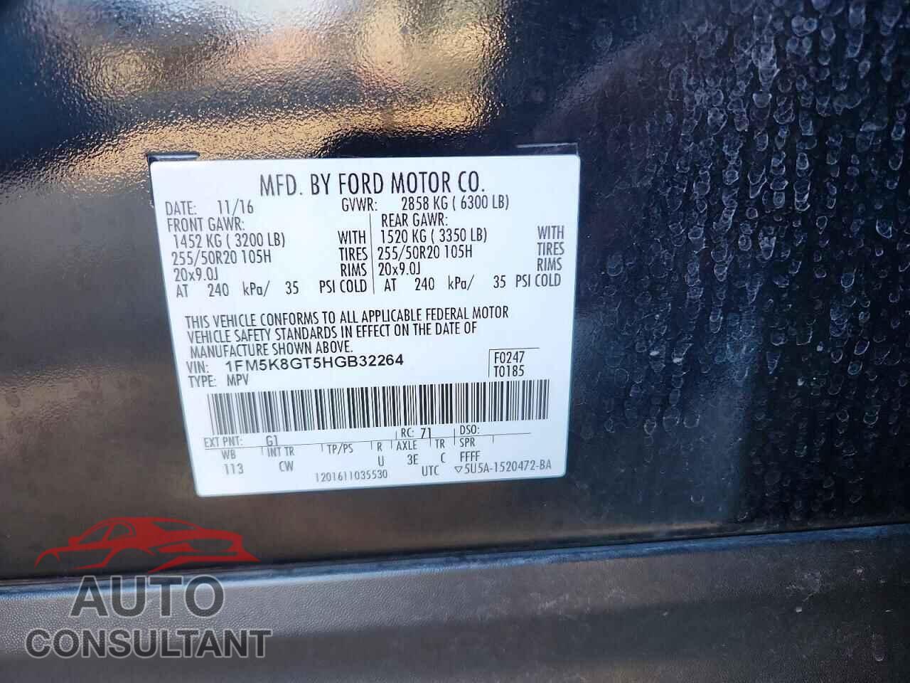 FORD EXPLORER 2017 - 1FM5K8GT5HGB32264