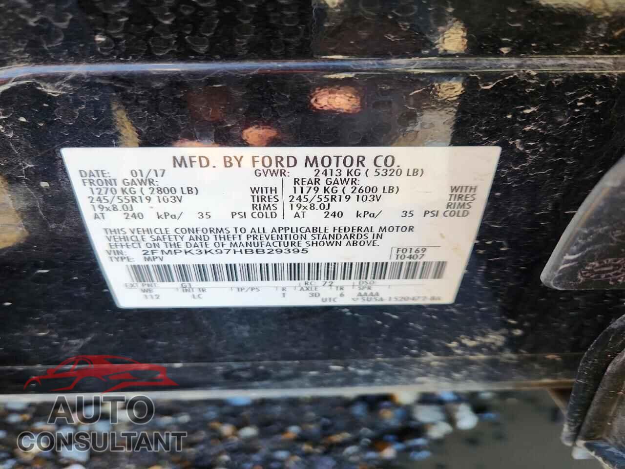 FORD EDGE 2017 - 2FMPK3K97HBB29395