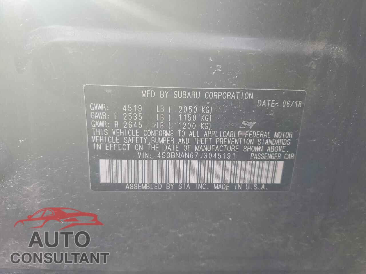 SUBARU LEGACY 2018 - 4S3BNAN67J3045191