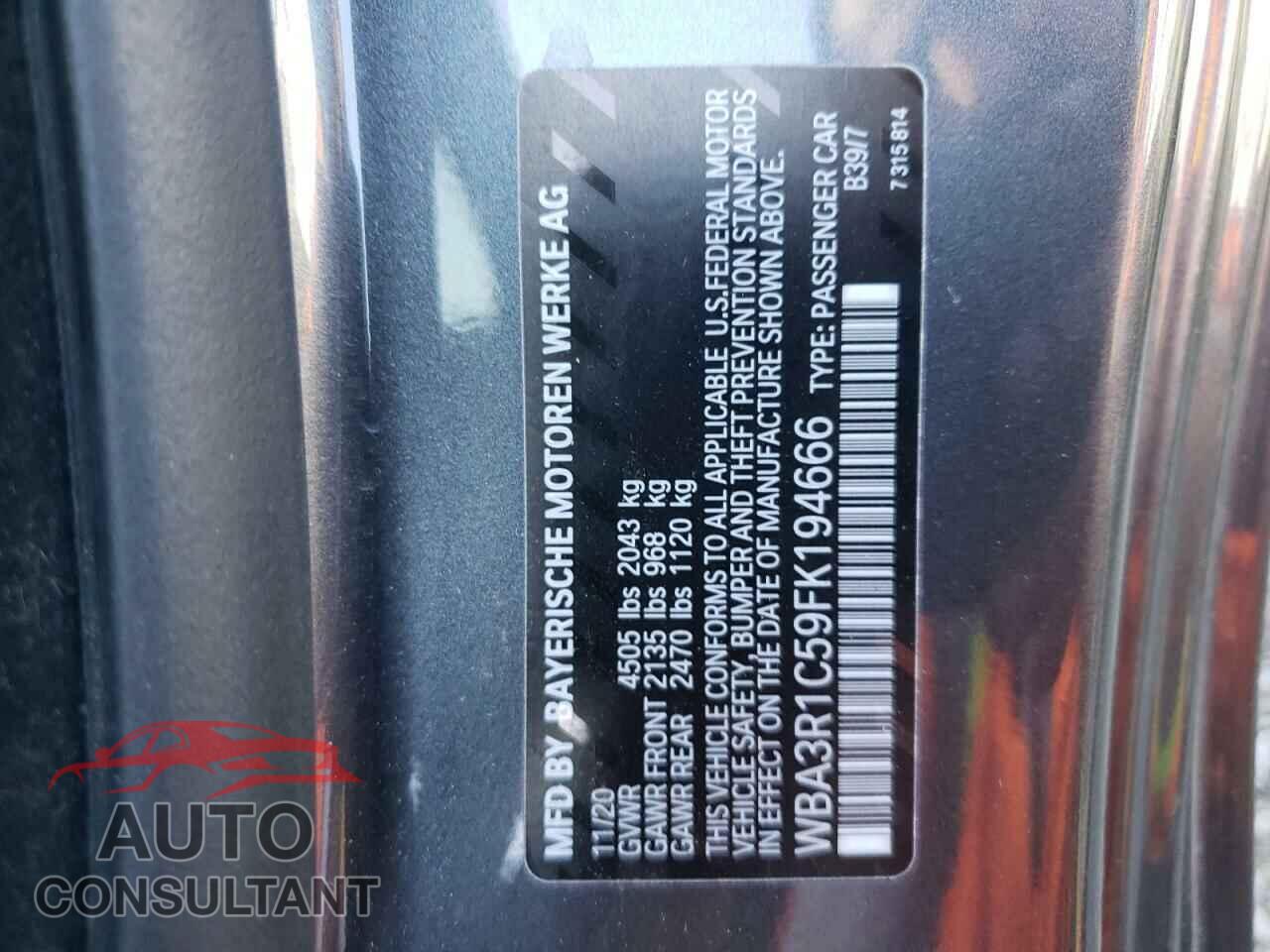 BMW 4 SERIES 2015 - WBA3R1C59FK194666