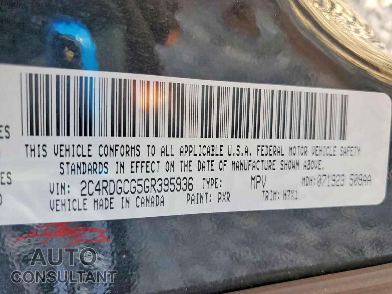 DODGE CARAVAN 2016 - 2C4RDGCG5GR395936