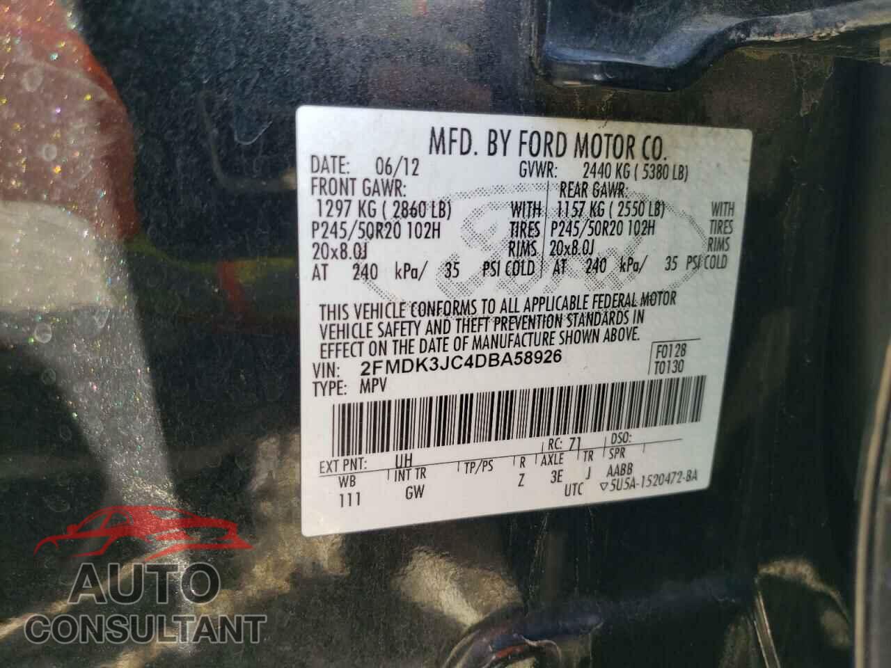 FORD EDGE 2013 - 2FMDK3JC4DBA58926