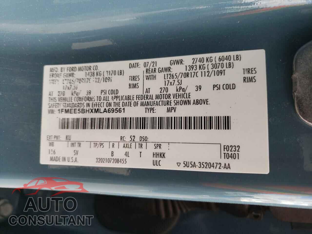 FORD BRONCO 2021 - 1FMEE5BHXMLA69561