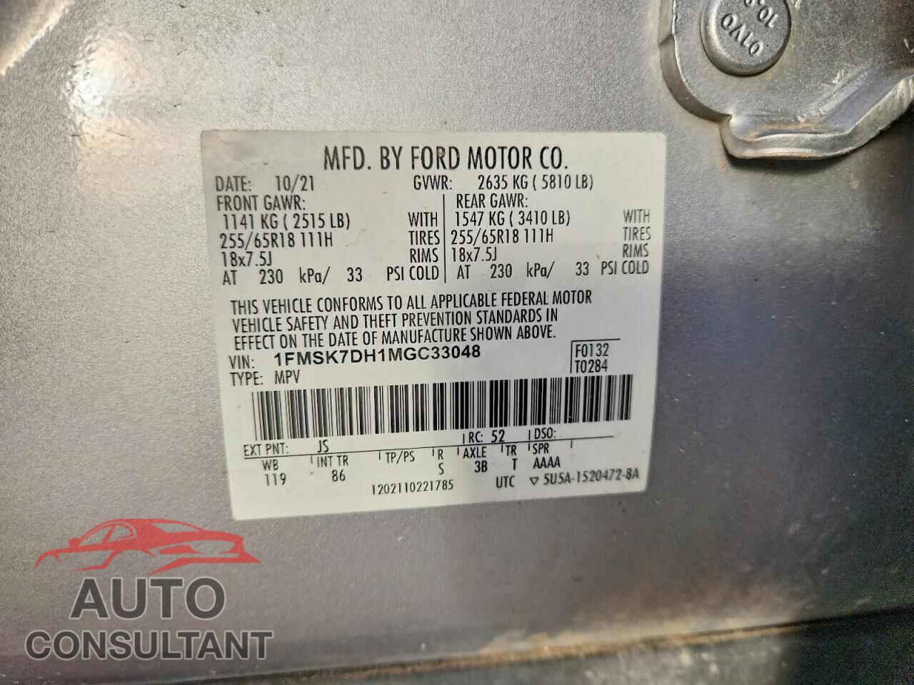 FORD EXPLORER 2021 - 1FMSK7DH1MGC33048