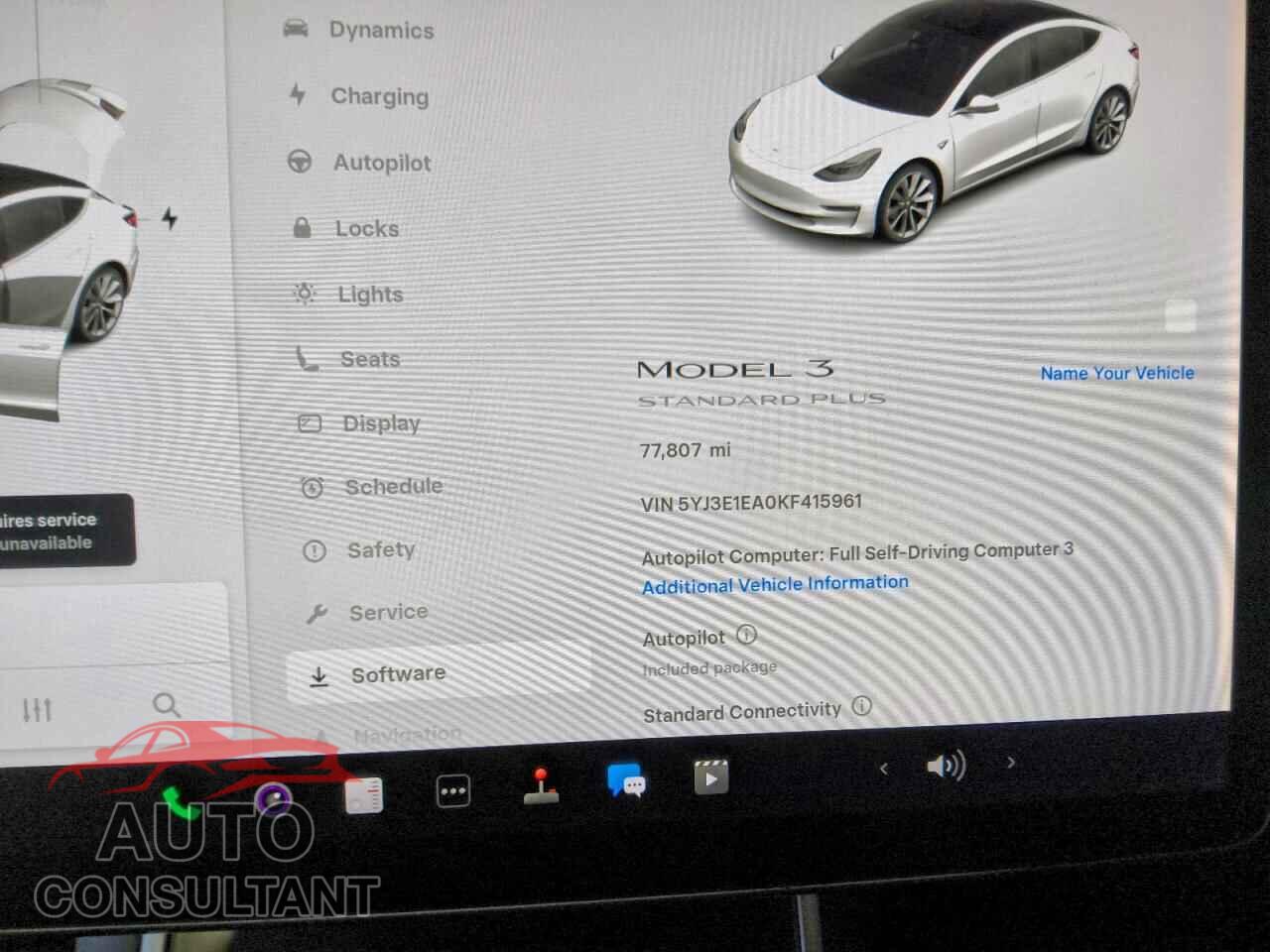 TESLA MODEL 3 2019 - 5YJ3E1EA0KF415961