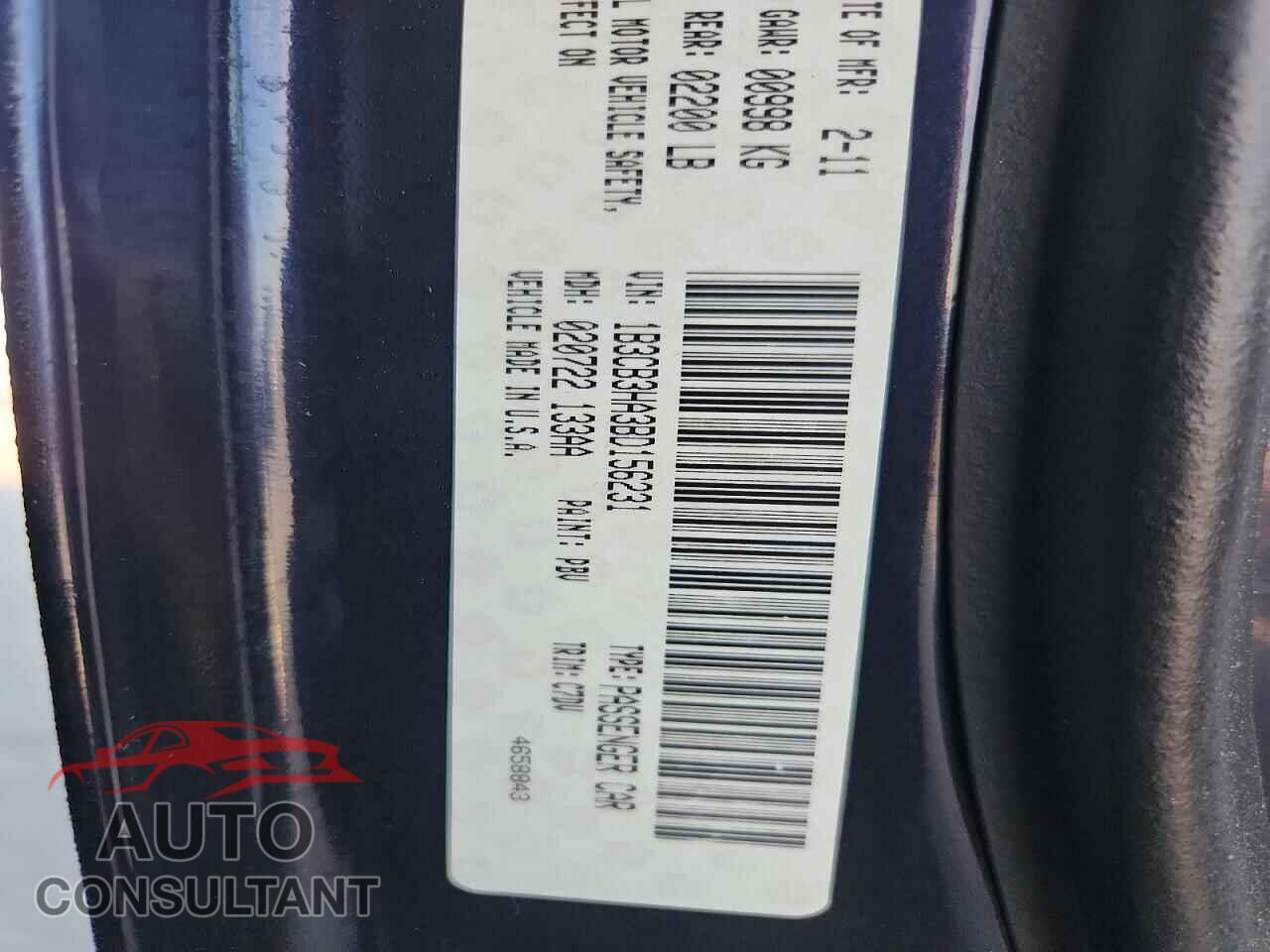 DODGE CALIBER 2011 - 1B3CB3HA3BD156231