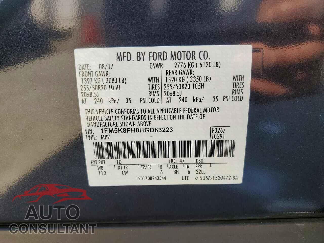 FORD EXPLORER 2017 - 1FM5K8FH0HGD83223