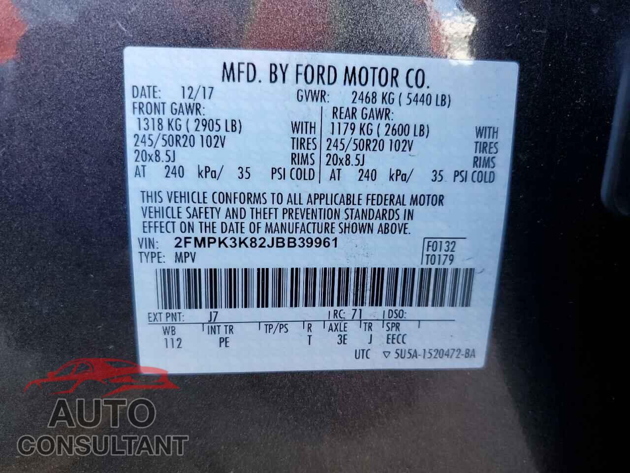 FORD EDGE 2018 - 2FMPK3K82JBB39961