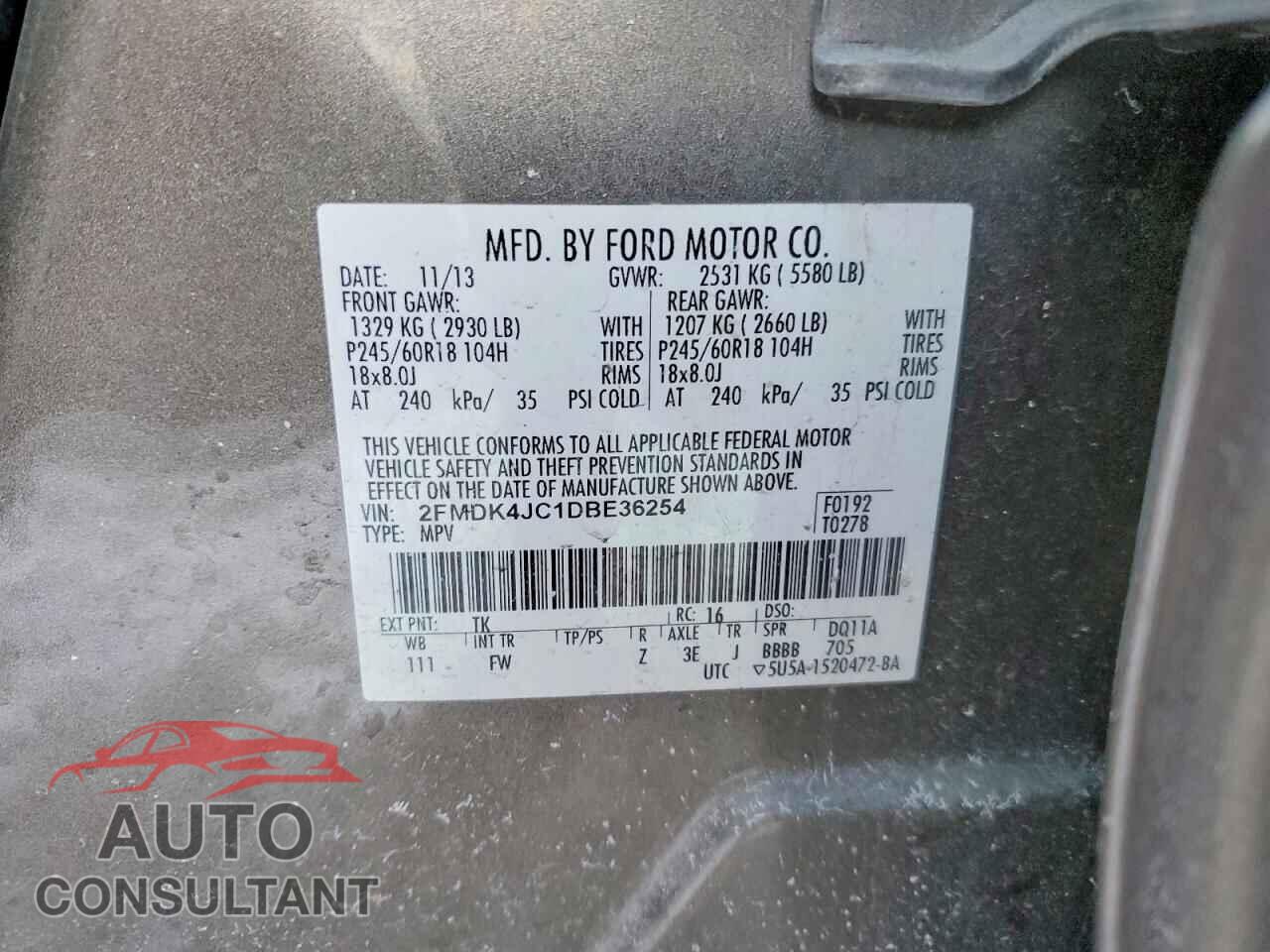 FORD EDGE 2013 - 2FMDK4JC1DBE36254
