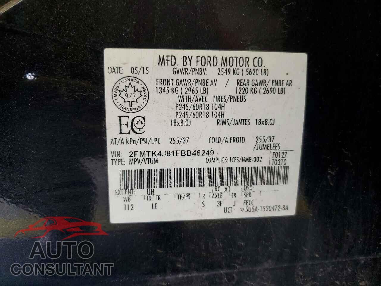 FORD EDGE 2015 - 2FMTK4J81FBB46249
