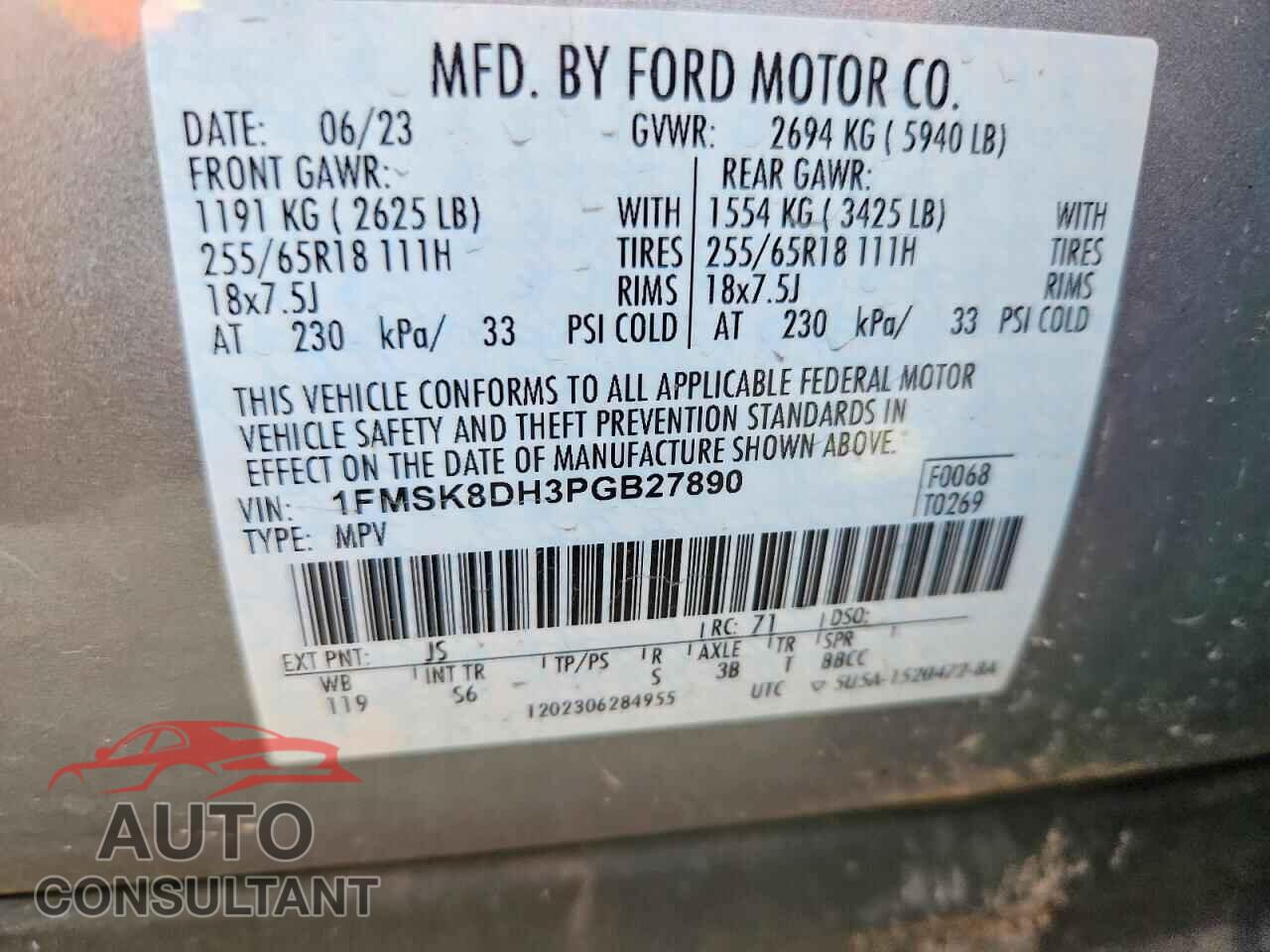 FORD EXPLORER 2023 - 1FMSK8DH3PGB27890