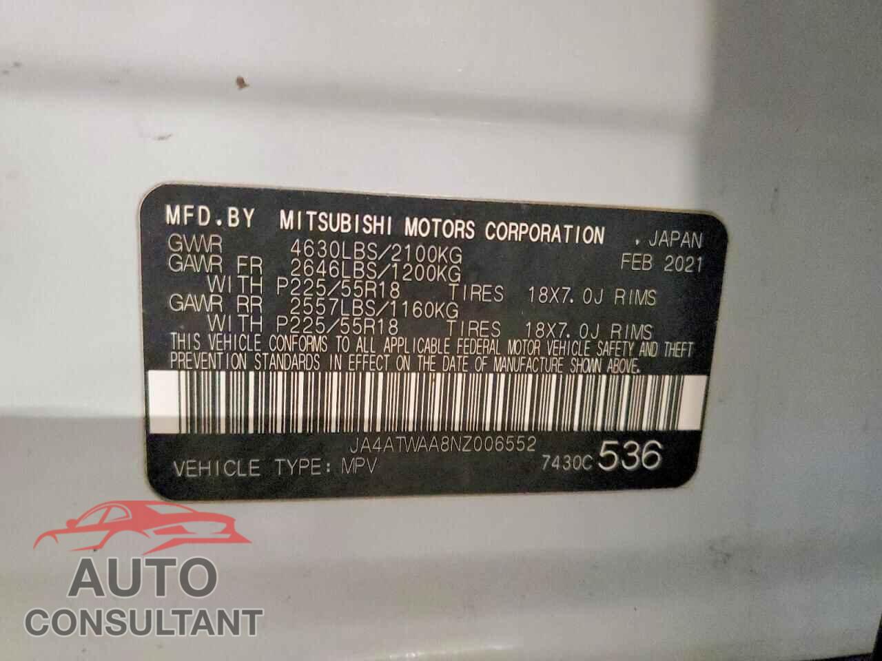 MITSUBISHI ECLIPSE 2022 - JA4ATWAA8NZ006552