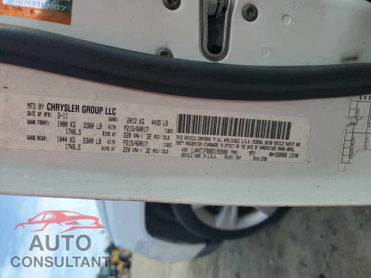JEEP COMPASS 2011 - 1J4NT1FB8BD192088