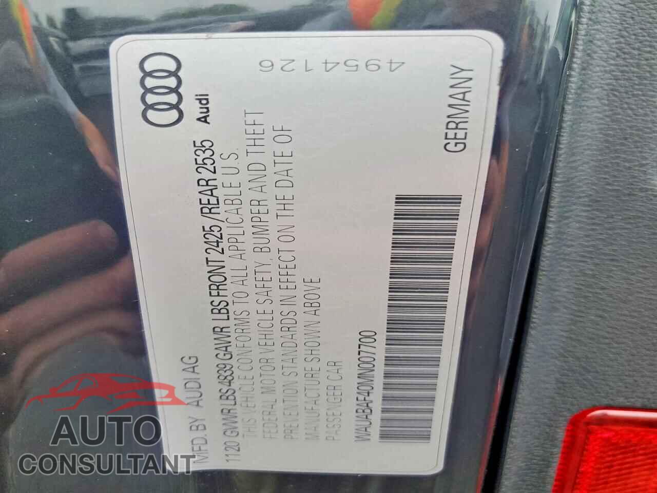 AUDI A4 2021 - WAUABAF40MN007700