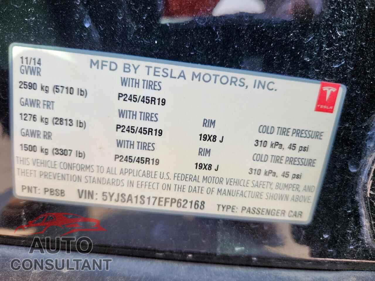 TESLA MODEL S 2014 - 5YJSA1S17EFP62168