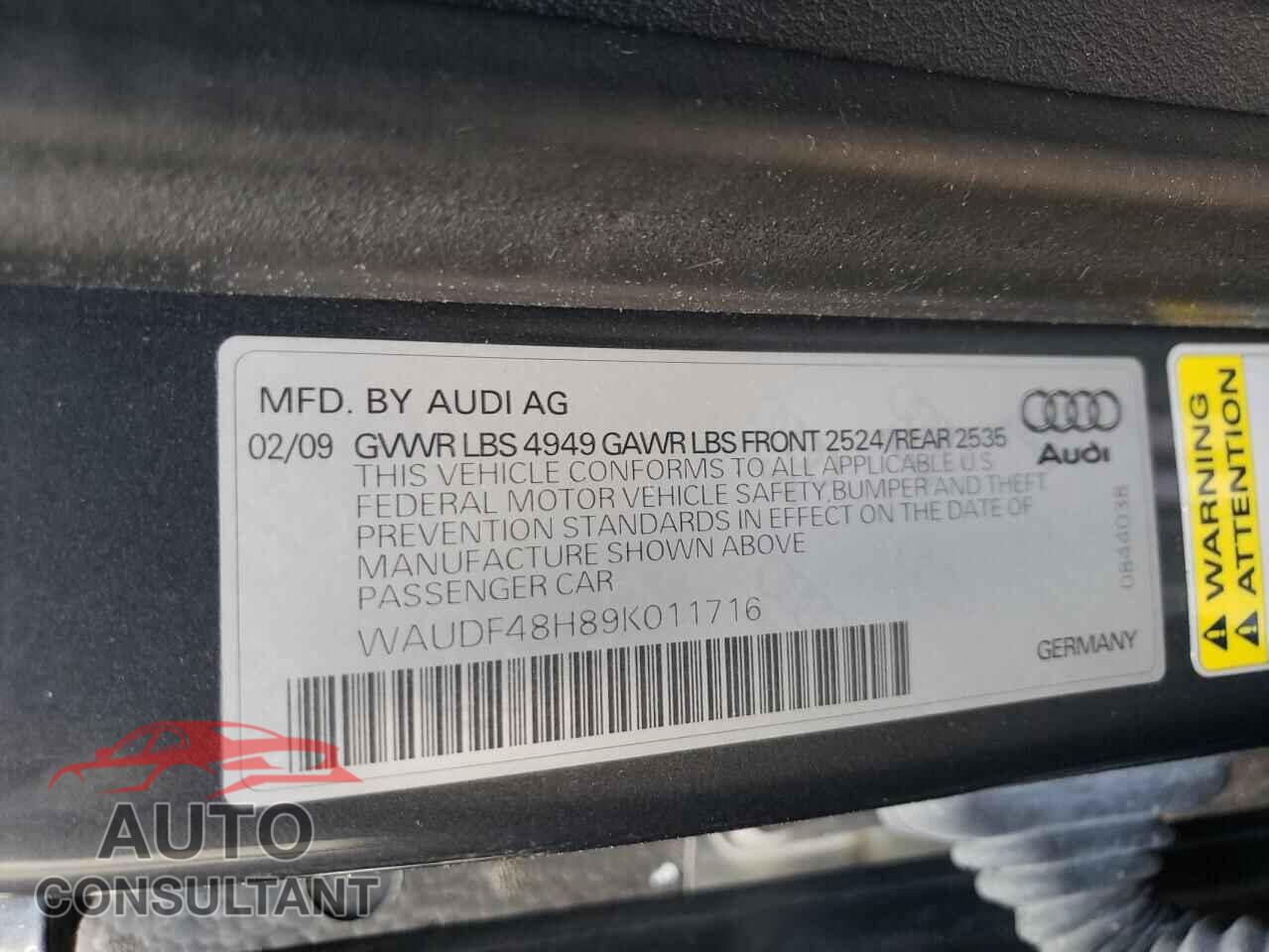 AUDI A4 2009 - WAUDF48H89K011716