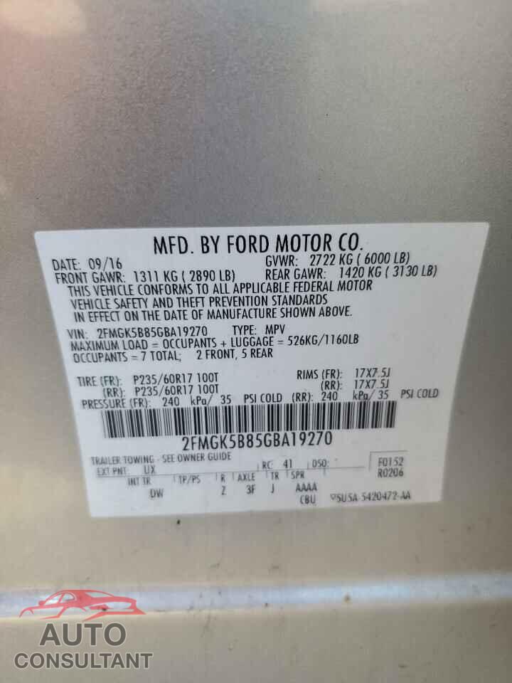FORD FLEX 2016 - 2FMGK5B85GBA19270