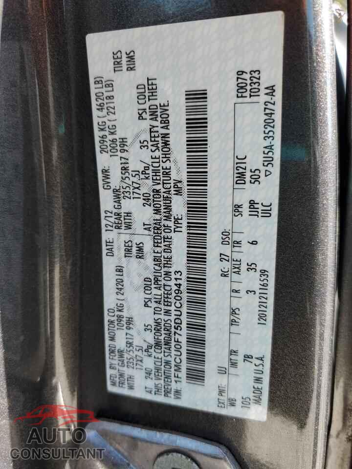 FORD ESCAPE 2013 - 1FMCU0F75DUC09413