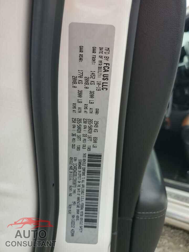 DODGE DURANGO 2020 - 1C4RDHEG5LC203873