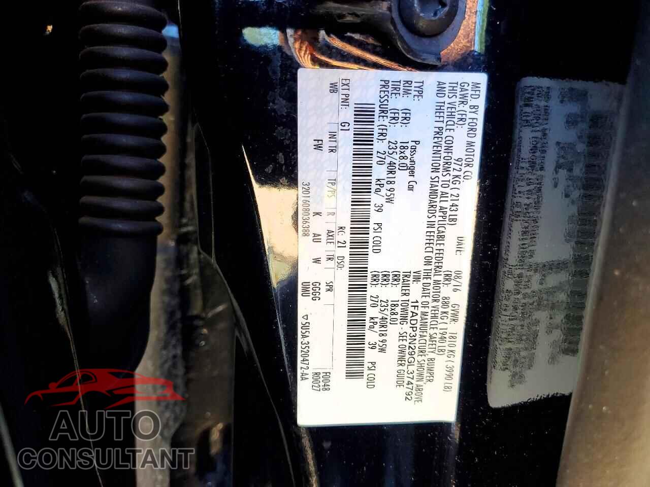 FORD FOCUS 2016 - 1FADP3N29GL374792