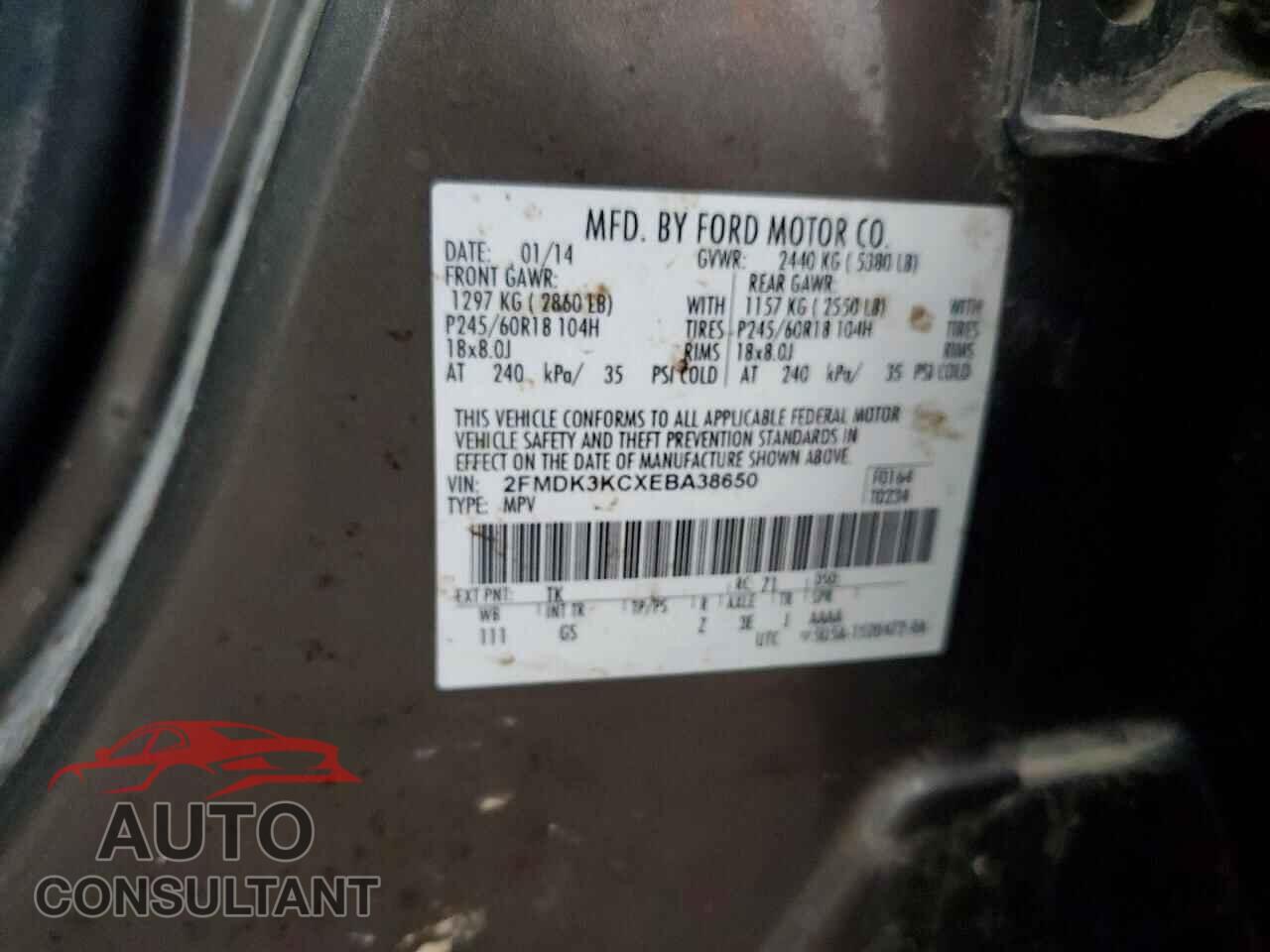 FORD EDGE 2014 - 2FMDK3KCXEBA38650