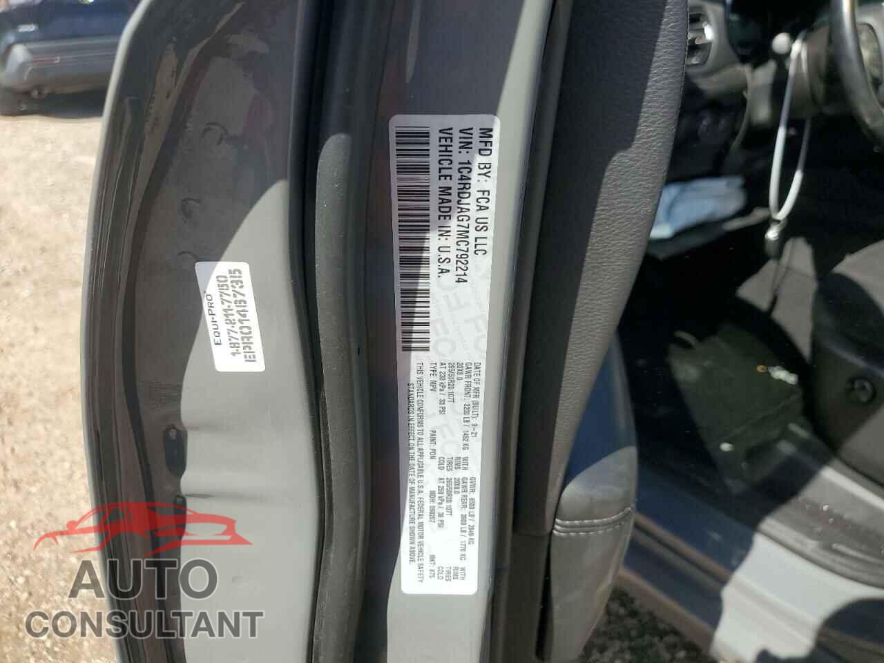 DODGE DURANGO 2021 - 1C4RDJAG7MC792214