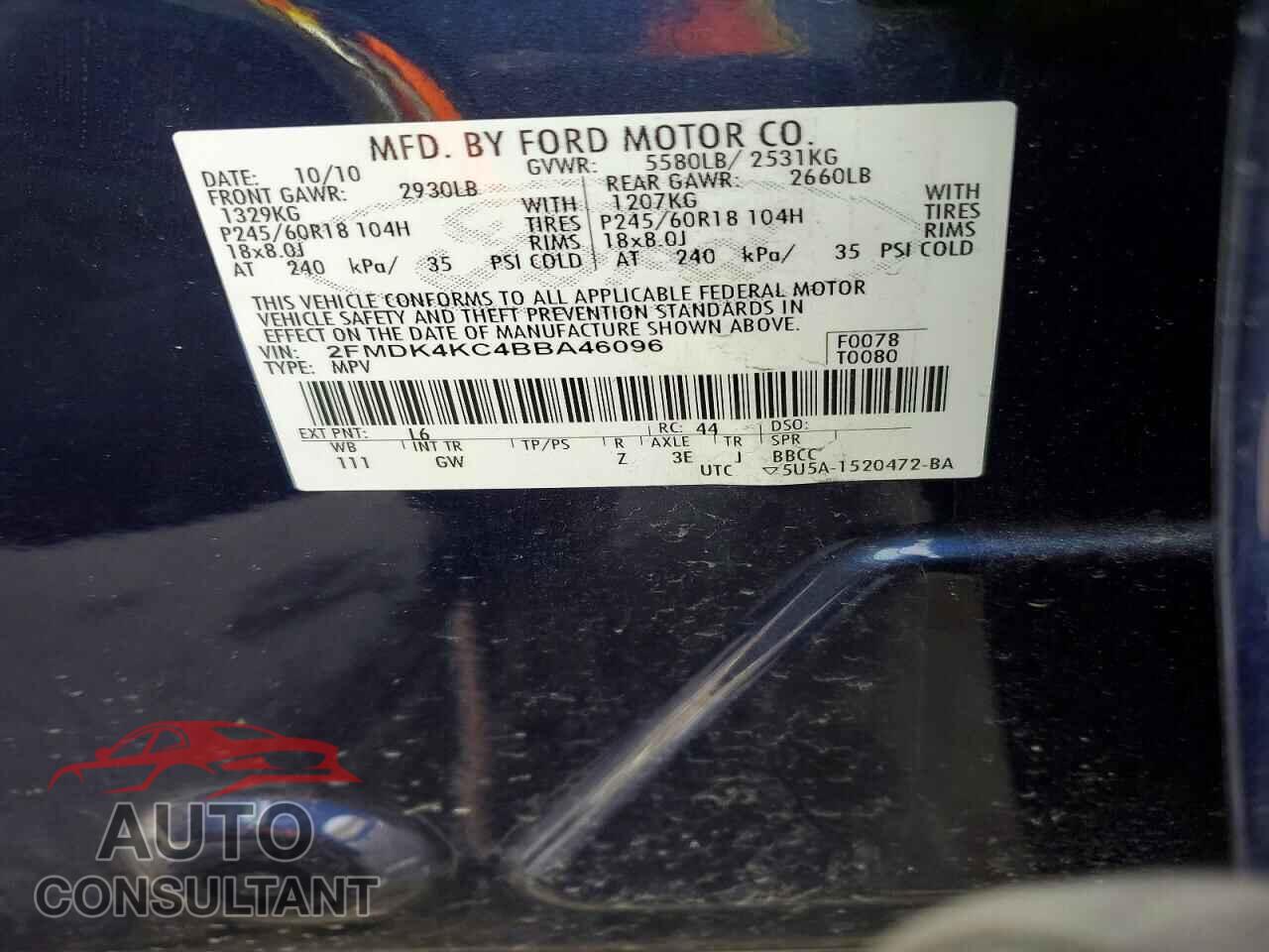 FORD EDGE 2011 - 2FMDK4KC4BBA46096