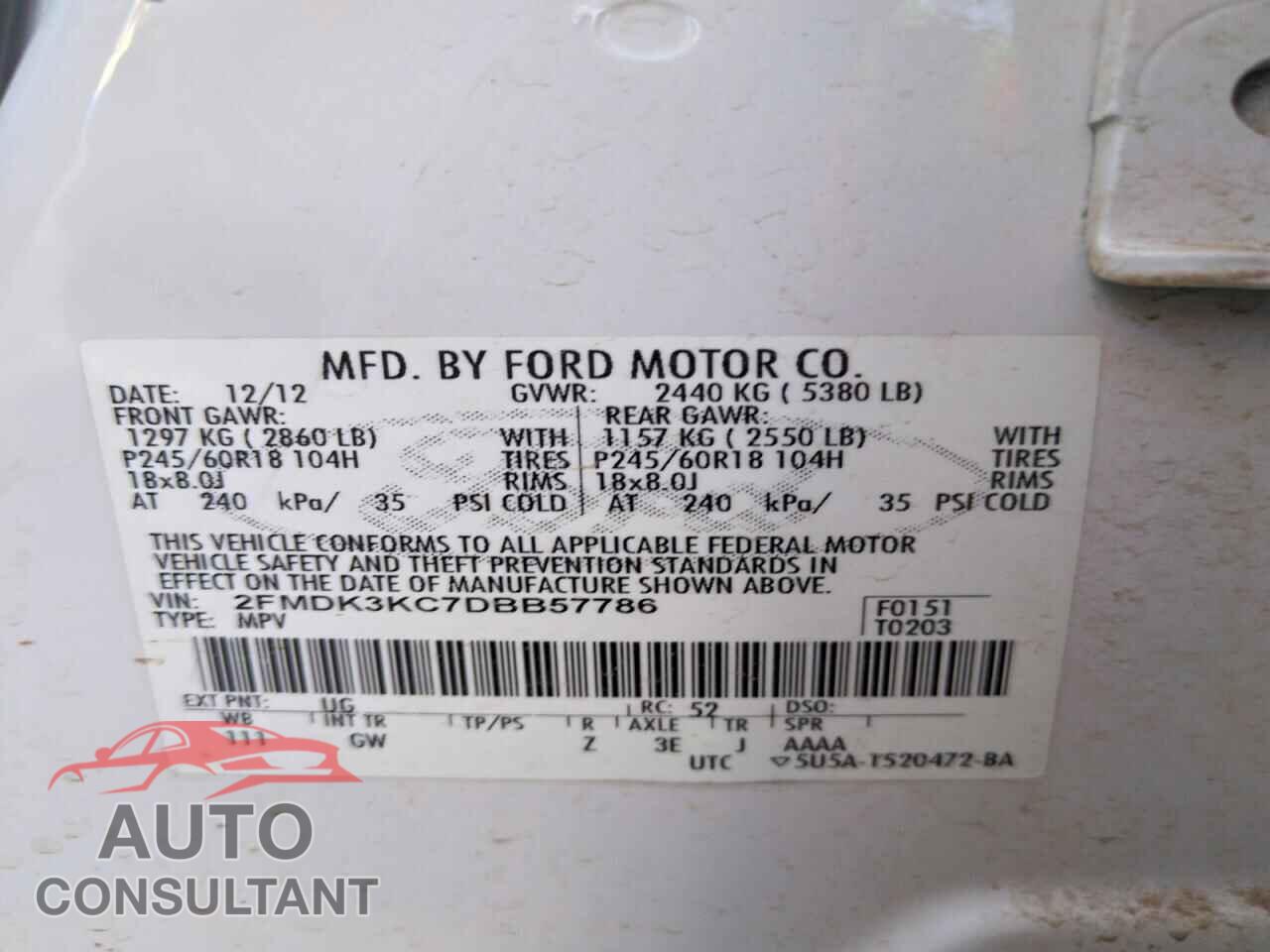 FORD EDGE 2013 - 2FMDK3KC7DBB57786