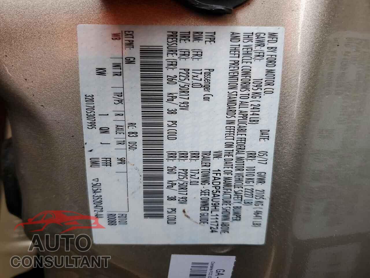 FORD CMAX 2017 - 1FADP5AU9HL111724