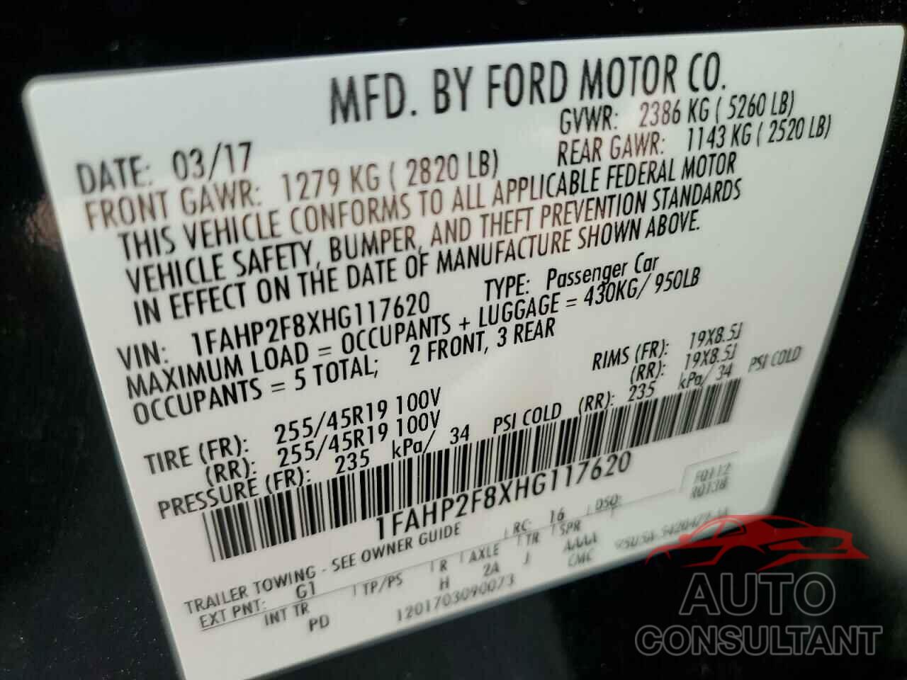 FORD TAURUS 2017 - 1FAHP2F8XHG117620