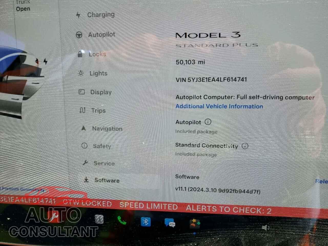 TESLA MODEL 3 2020 - 5YJ3E1EA4LF614741