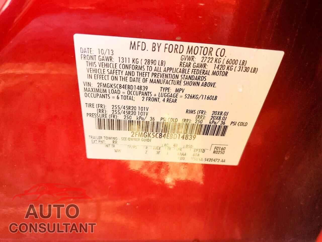 FORD FLEX 2014 - 2FMGK5C84EBD14839