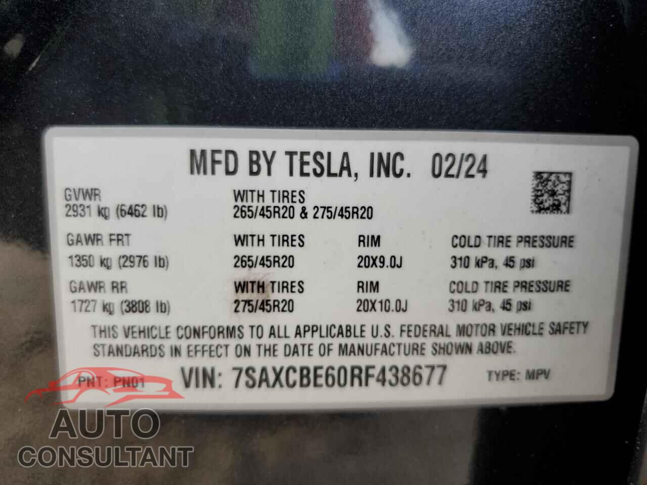 TESLA MODEL X 2024 - 7SAXCBE60RF438677