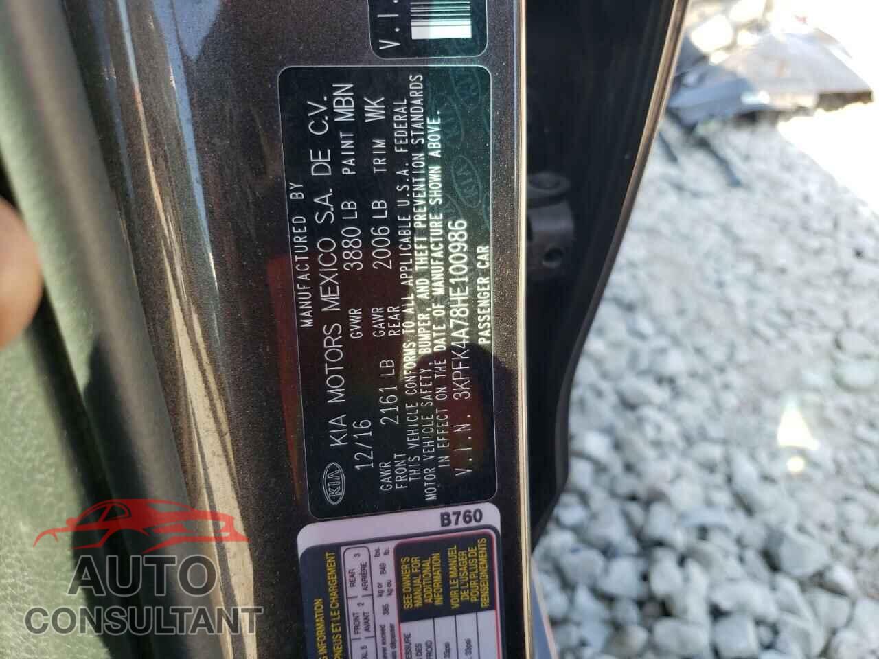 KIA FORTE 2017 - 3KPFK4A78HE100986