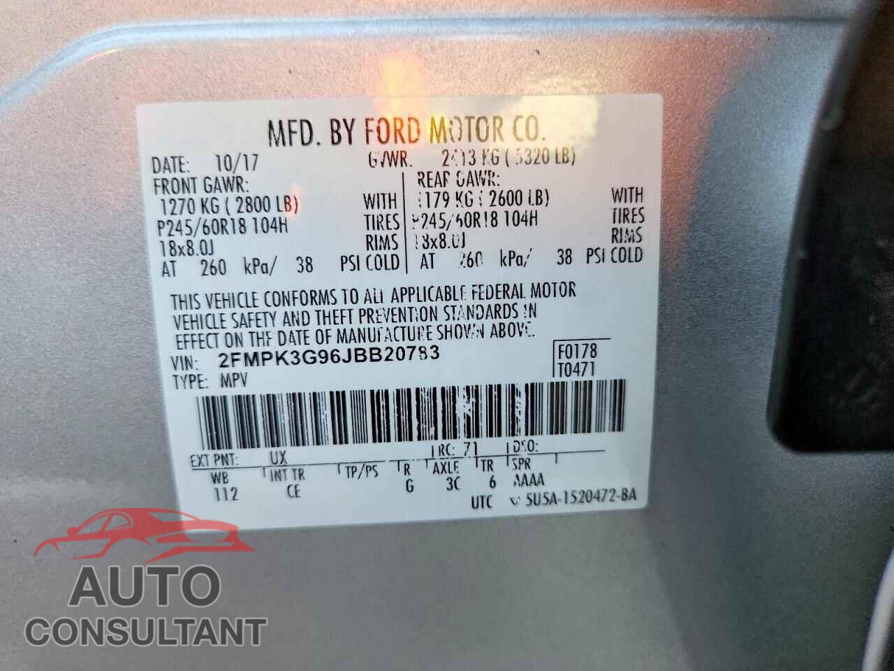 FORD EDGE 2018 - 2FMPK3G96JBB20783