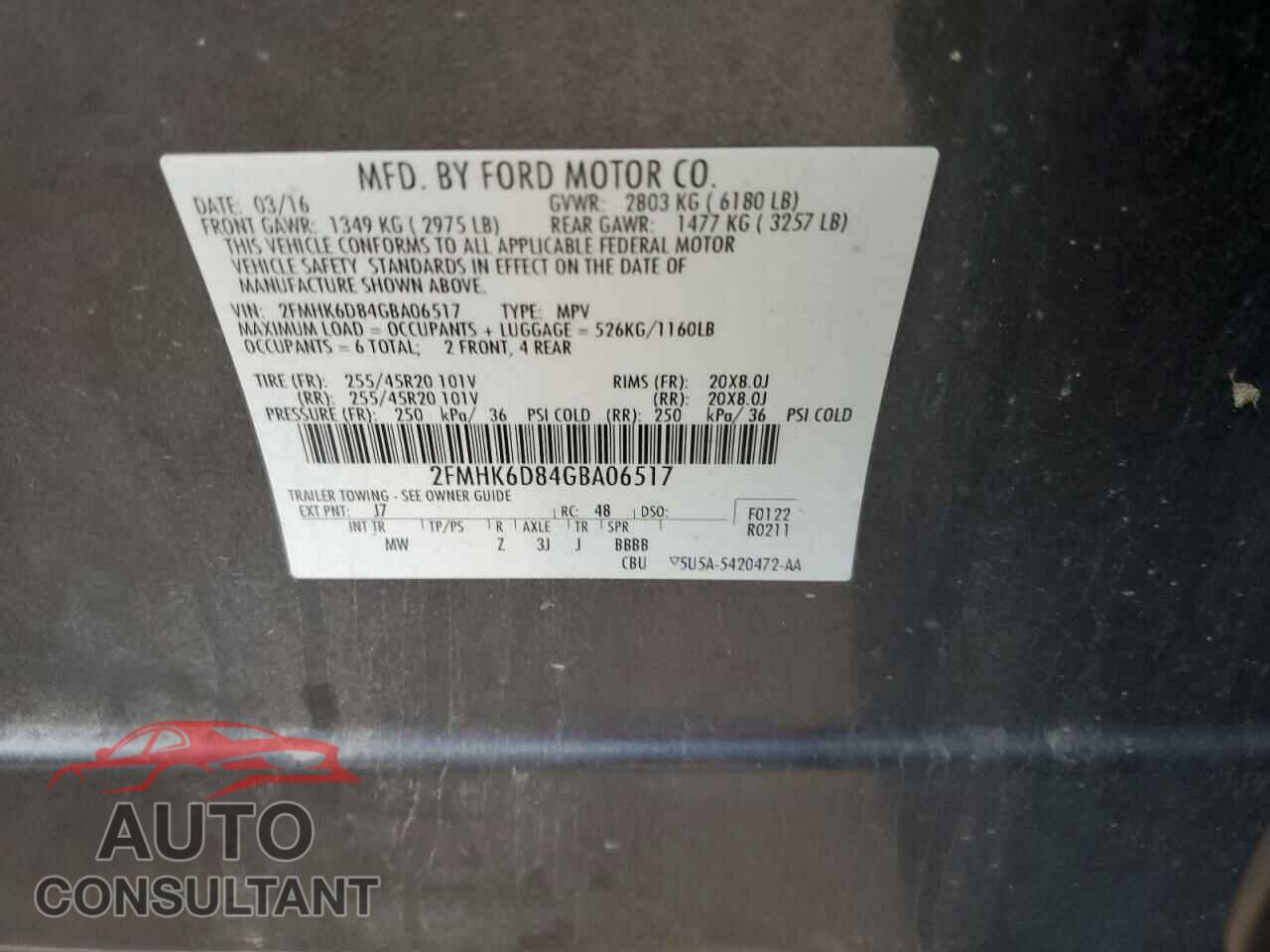FORD FLEX 2016 - 2FMHK6D84GBA06517