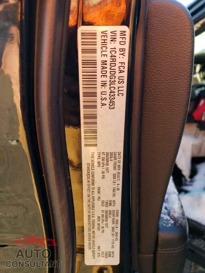 DODGE DURANGO 2020 - 1C4RDJDG3LC433453