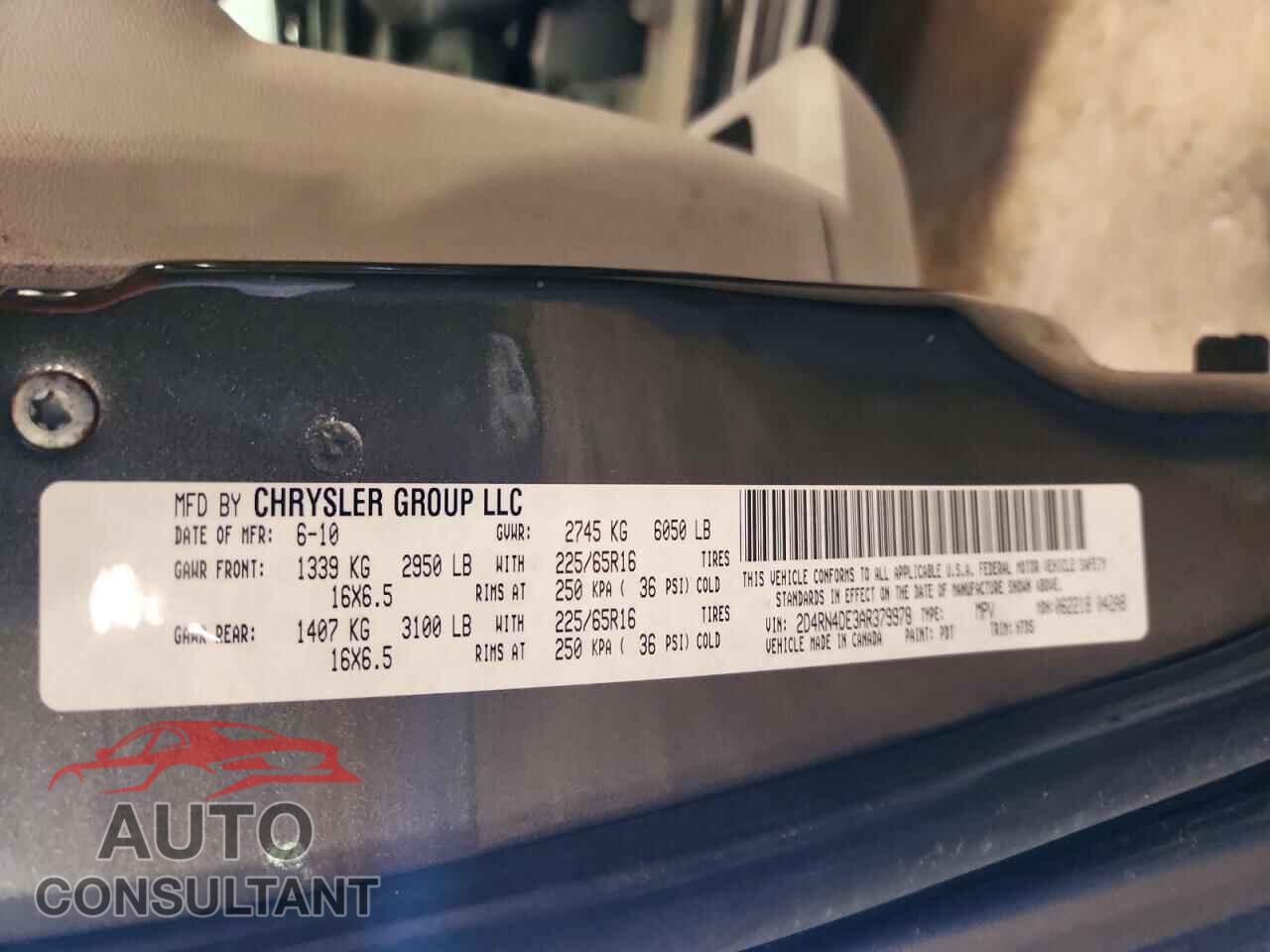 DODGE CARAVAN 2010 - 2D4RN4DE3AR379978