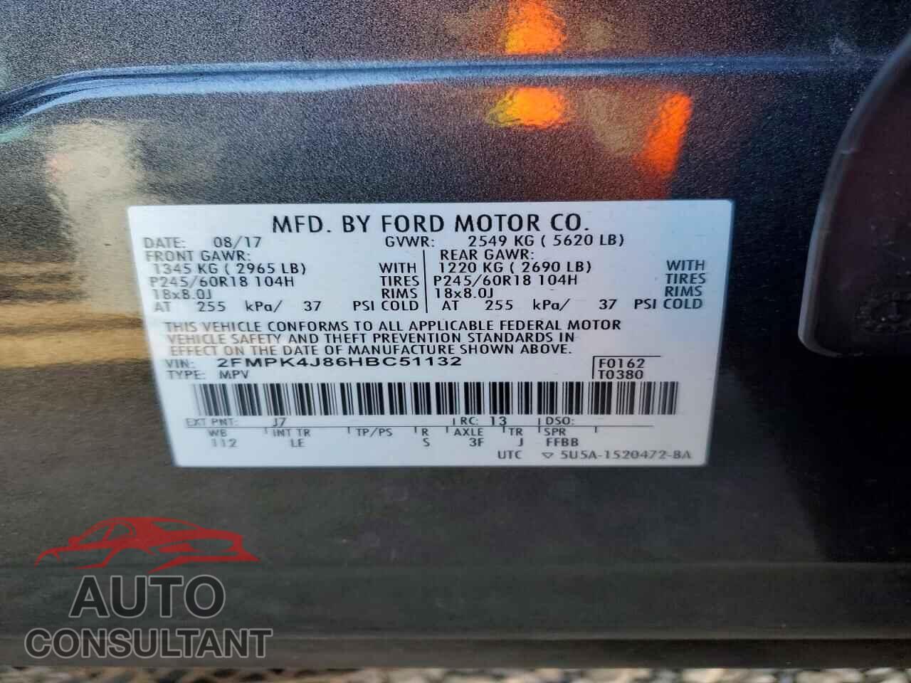 FORD EDGE 2017 - 2FMPK4J86HBC51132