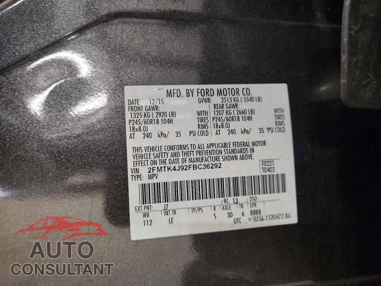 FORD EDGE 2015 - 2FMTK4J92FBC36292