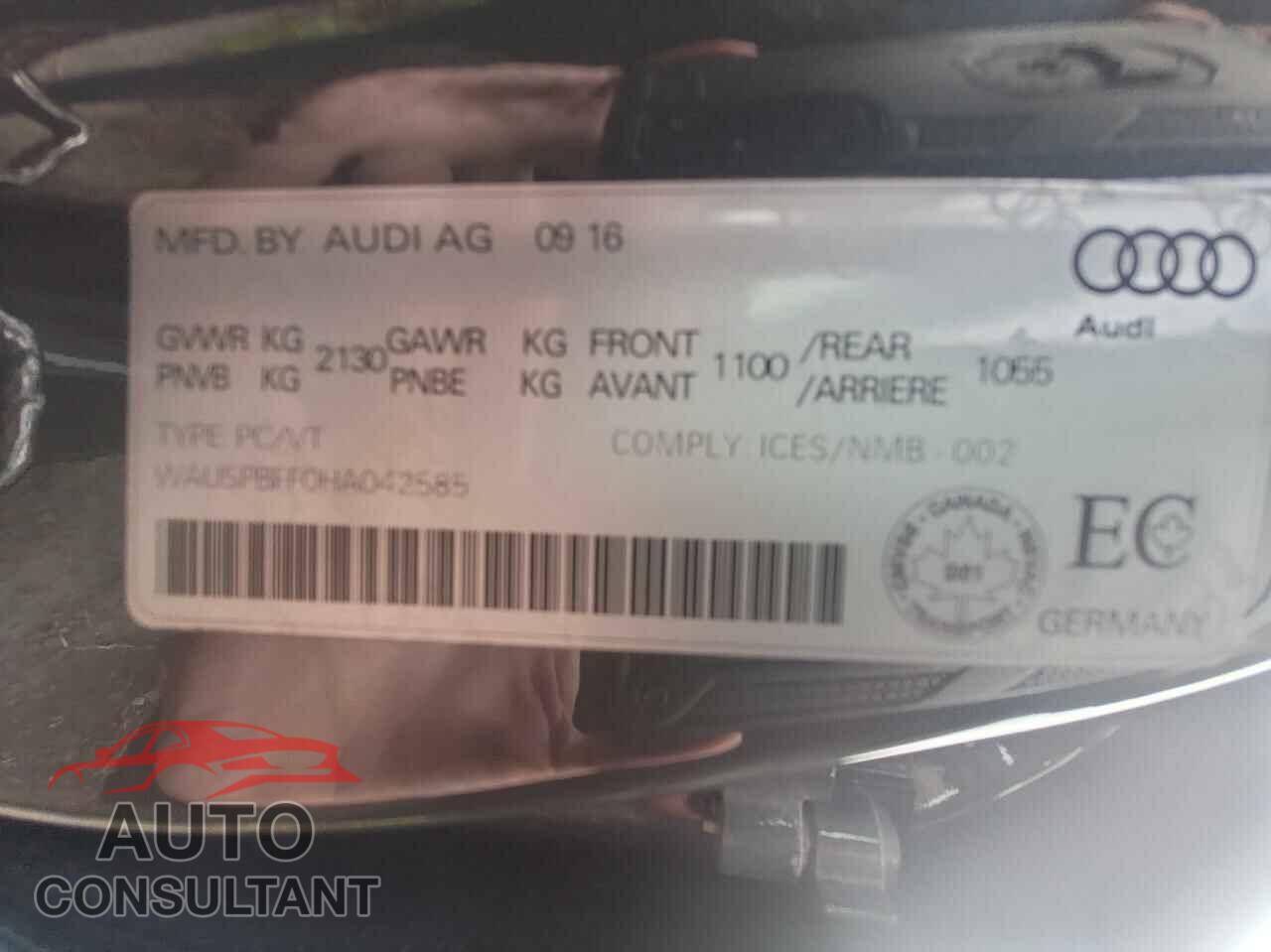 AUDI A3 2017 - WAUSPBFF0HA042585