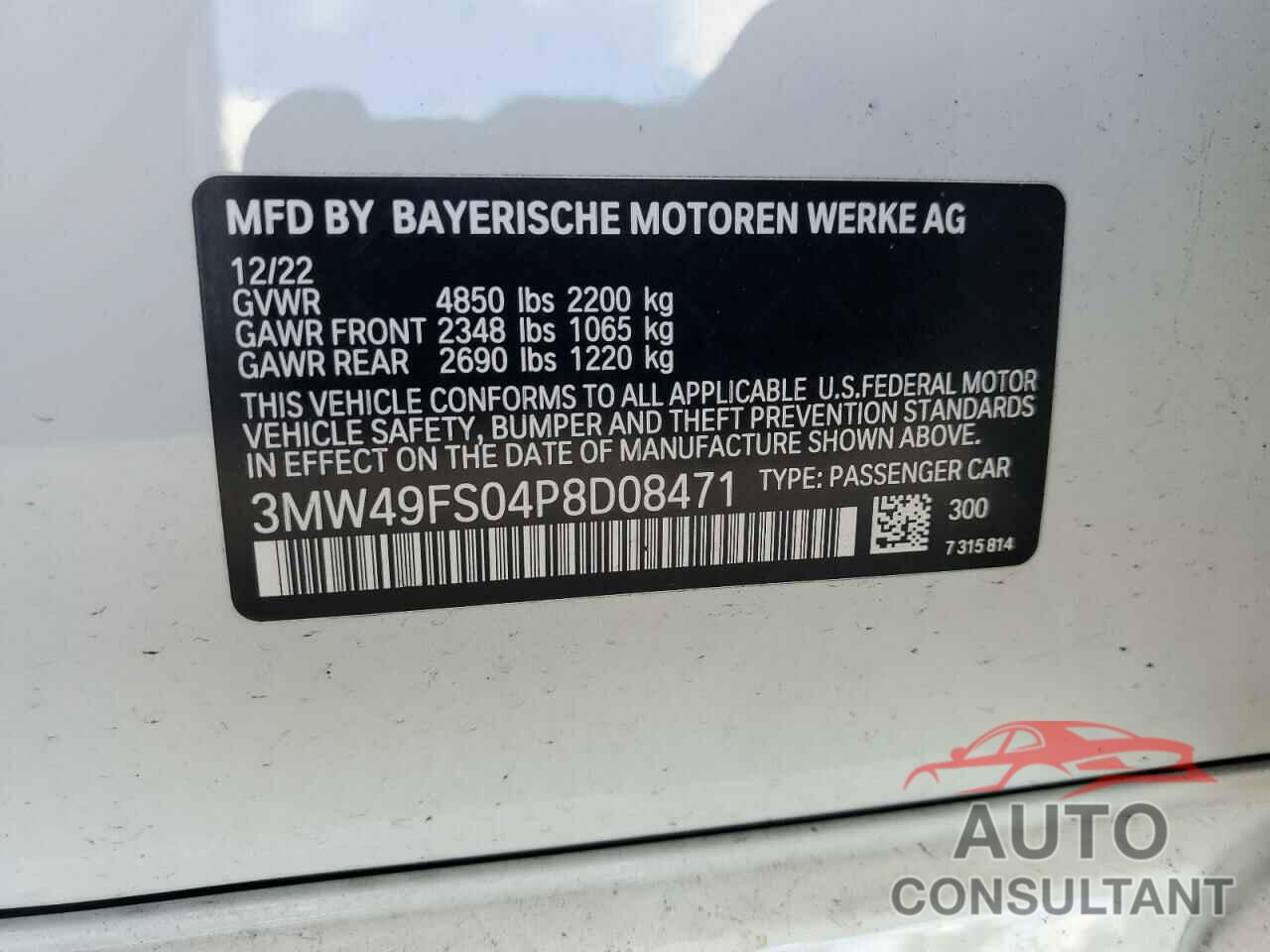 BMW M3 2023 - 3MW49FS04P8D08471