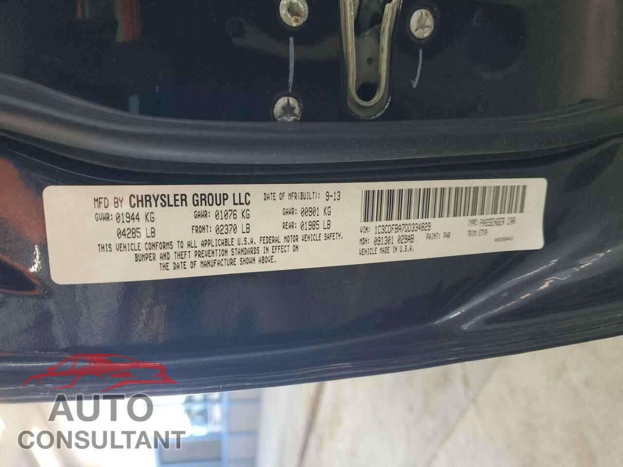 DODGE DART 2013 - 1C3CDFBA7DD334829