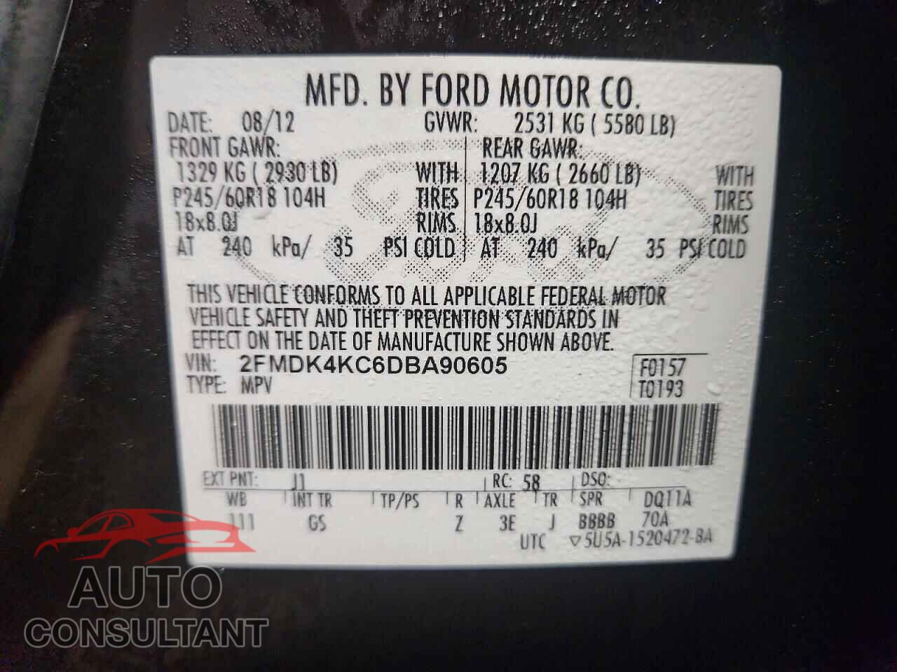 FORD EDGE 2013 - 2FMDK4KC6DBA90605