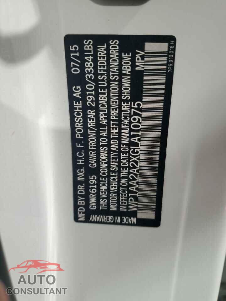 PORSCHE CAYENNE 2016 - WP1AA2A2XGLA10975
